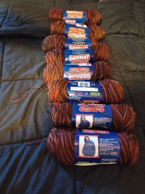 8 Skeins Of Bernat Super Value Multicolored Yarn