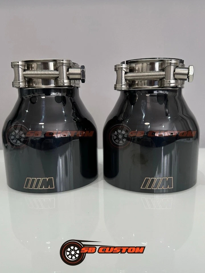 2 BMW BLACK CHROME EXHAUST TIPS 4” UNIVERSAL M140i,240,340,440,135,235,335 BMW - Image 2 of 3