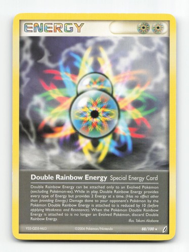 Double Rainbow Energy 88/100 Rare Crystal Guardians Pokemon HP