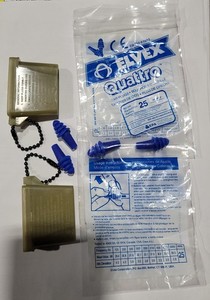 Earplug Case With Chain, Inserter Military OD Green W/ Blue Earplugs 2 Pack  NOS