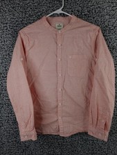 WROGN Mens 13/14 Y Slim Fit Shirt Pink Band Collar Long Sleeve Button Cotton