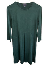 J. Jill Wearever Collection Forest Green Shift Dress XS Stretch 3/4 Sleeve