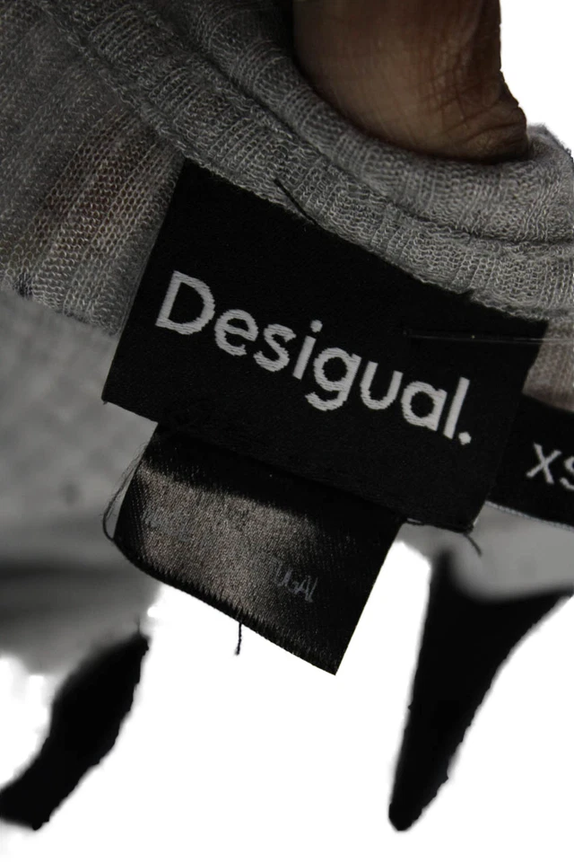 Camiseta Jersey Desigual Mujer Gris Floral Cuello Redondo Manga Larga Algodón Talla XS Foto 4 de 4