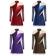 Women Dresses Sports Dancewear Ballet Dress Dance Costumes Back Mesh Skate Cut