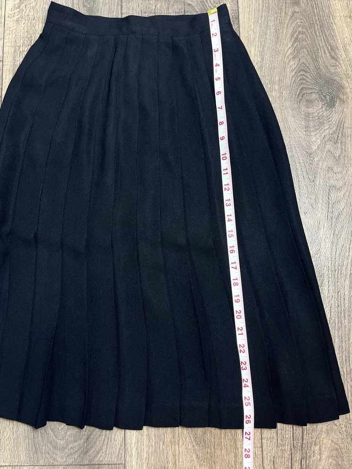 Falda recta plisada cintura alta negra Anne Klein de colección talla 6 hasta la rodilla cremallera trasera Foto 3 de 4