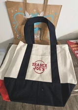 Navy Blue 💙 Trader Joe's Mini Canvas Tote Bag Gifts 2025 Ed Christmas Goodie