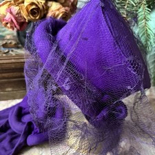 HANDMADE Vintage Ladies Purple Felt Hat W/ Matching Gloves