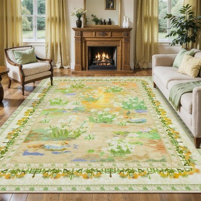 SERISSA 6x9 Area Rugs for Living Room, Washable Impressionist Floral Large Ca...