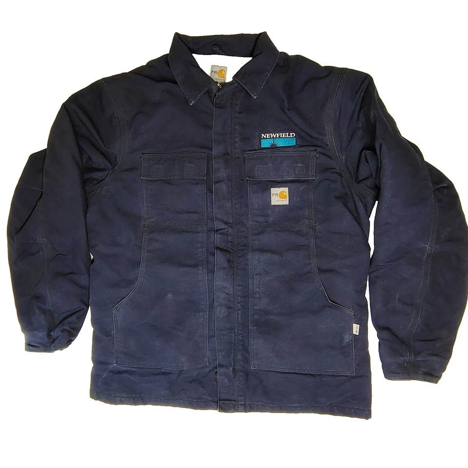 Carhartt FR Flame Resistant Men's XL Blue Overduck Coat Jacket Quilted Zip - Image 2 of 4