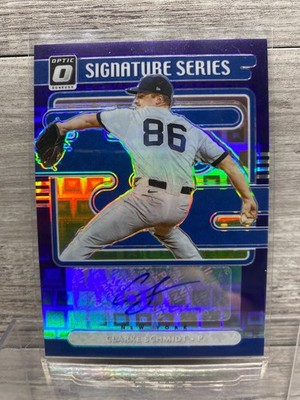 2021 Donruss Optic - #SS-CS Clarke Schmidt Signature Series Auto Blue Pandora /8