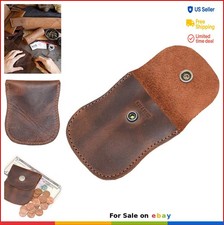 Leather Coin Pouch Full Grain Hand Stitched Pocket Purse Wallet Brown