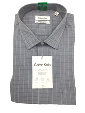 Calvin Klein Men's Tech Active Stretch Dress Shirt, Dark Blue, M 15-15.5 34/35 
