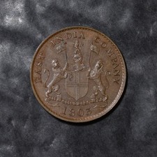 East India Company Madras Presidency 1803 5 Cash copper coin