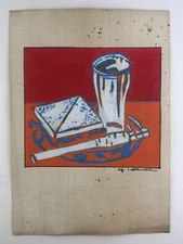 Roy Lichtenstein COA Art Painting Original Drawing Vintage Paper Signed