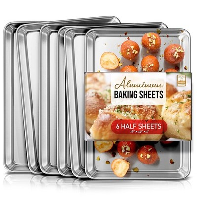 Aluminum Baking Sheet Set 6 Pack Cookie 18 X13  Steel Pan Quality Sheets