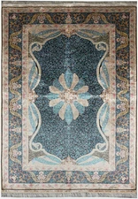 5 x 8 Silk Handmade Rug Hareke Pattern #PIX-58752