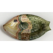 Louisville Stoneware Heavy Colorful Fish Platter Pottery Rare Made in USA 12x10