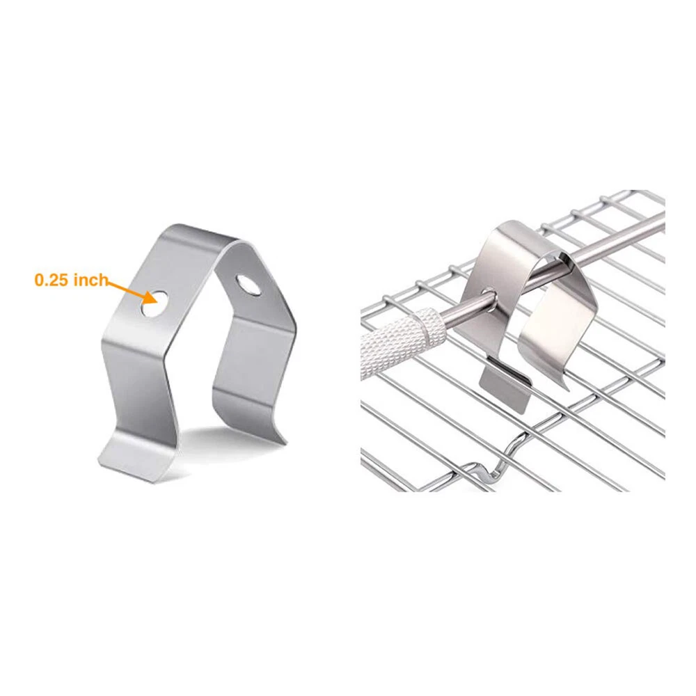 4Pcs Meat Thermometer Probe Clip Holder Stainless Steel Multifunctional
