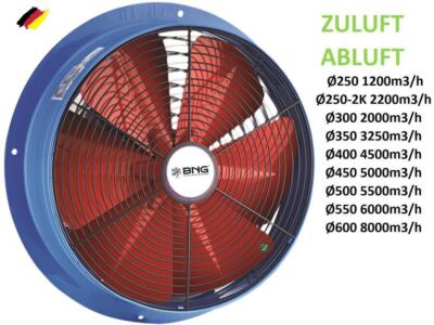 Axiallüfter Wand Fenster Ventilator 8200m³h Lüfter Gebläse verschiedene Ø Größen