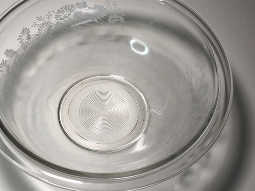Vintage COLONIAL MIST PYREX MIXING BOWL 323 1.5L Clear Glass White Floral - Picture 3 of 13