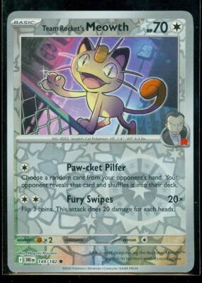 Pokemon TEAM ROCKET'S MEOWTH 149/182 - Destined Rivals - Rev Holo
