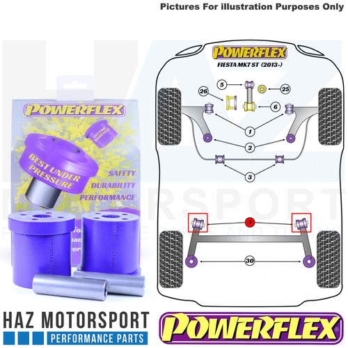 Rear Beam To Chassis Poly Powerflex Bushes x2 Ford Fiesta Mk7 Inc ST