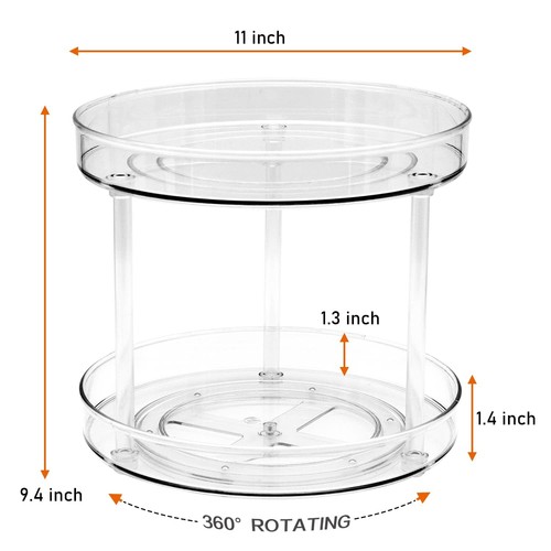 2 Tier 11" Lazy Susan, Rotating Turntable Organizer for Cabinet, Kitchen, Fri... - Picture 6 of 7