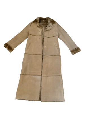 Brandon Thomas 90s Vintage Beige Long Leather Suede Jacket Faux