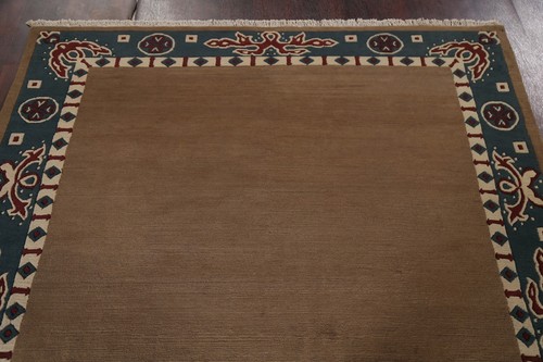 Exquisite Nepalese Indian Wool Rug Bedroom 6x8 ft Brown Carpet - Picture 12 of 21