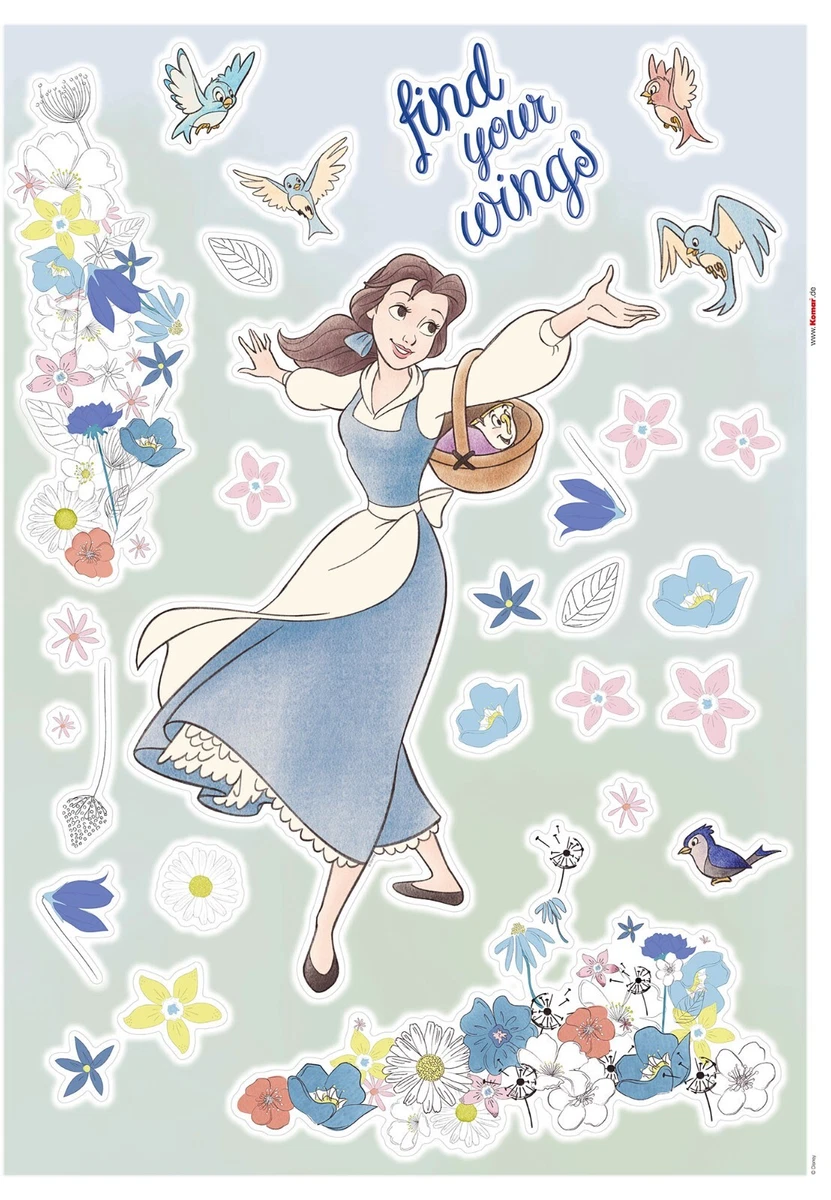 Juego De Pegatinas Belle 50x70 Cm Grande La Bella Y La Bestia Disney 34 Piezas