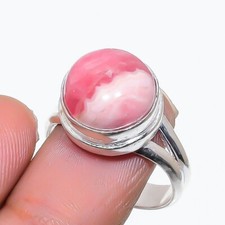 Natural Rhodochrosite Gemstone 925 Sterling Silver Ring Size 8.5 US 