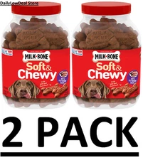 2 PACK - Milk-Bone Soft & Chewy Beef & Filet Mignon Recipe Dog Snacks 37 oz Each