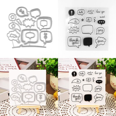 Dialog Box Clear Stamps with Metal Cutting Dies for Diy Scrapbooking Paper Cards