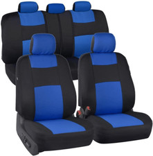 Polypro Car Seat Covers Full Set in Blue on Black