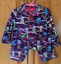 Nick and Nora Owl Flannel Top Bottoms Pajama Set Purple Girls 18 Months