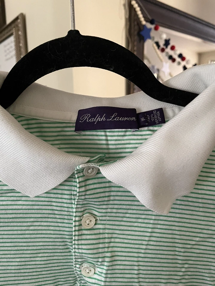 Polo Ralph Lauren Etiqueta Púrpura Para Hombre XL Rayas Verdes y Blancas Foto 2 de 4