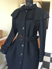 Moschino Rare And Amazing Black Wool Coat Size 14 16 46 With Caplet Cape