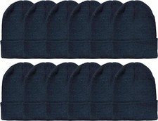 Yacht  Smith Black Beanie Winter Hats Wholesale Bulk for Adults Unisex 12PK 