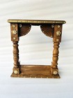 Wooden Fine Hand Carved Brass Fitted Work Wall Hanging Temple Home Decor Tamle