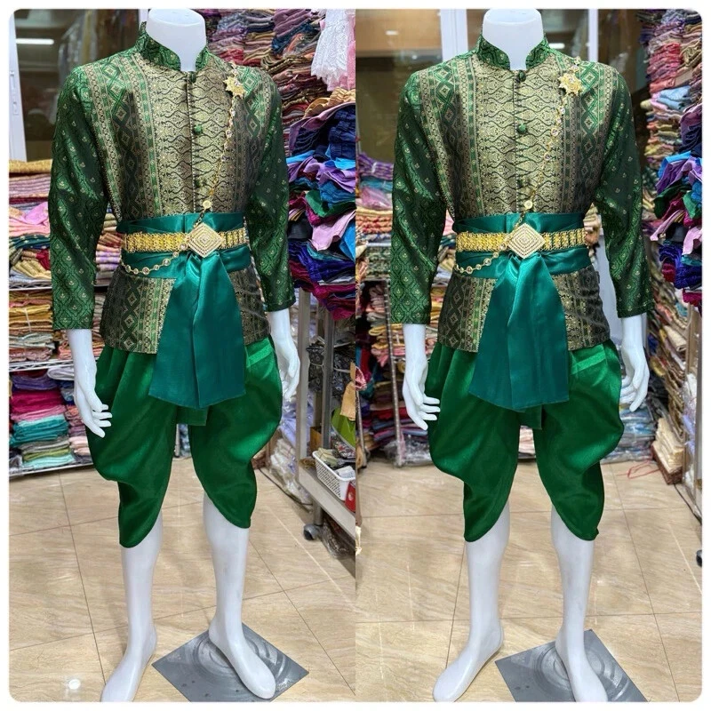 Elegante Traje de Boda Tailandés para Hombres De Colección Stlye Adulto Fiesta Especial Festival Elegante Foto 4 de 4