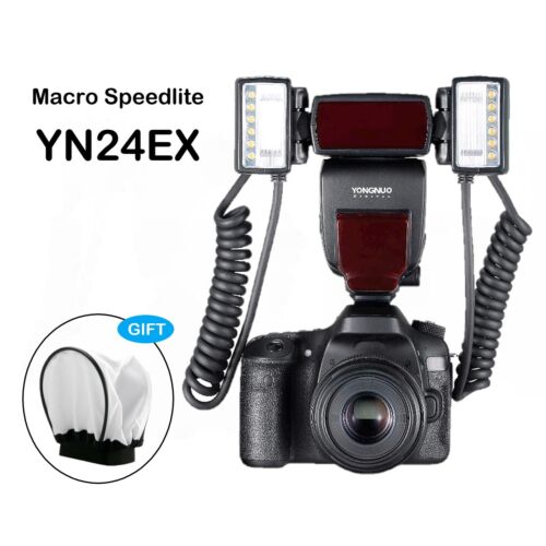 Yongnuo YN24EX E-TTL Twin Lite Macro Flash Speedlite for Canon Camera Flash Head - Picture 1 of 12
