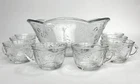 Vintage Anchor Hocking 'Savanna' 1990s Punch Bowl Set Punch Bowl & 8 Cups Floral