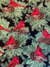 Red Cardinals on Branches.Gold. Mask.Cotton.Pleats.Reuse.