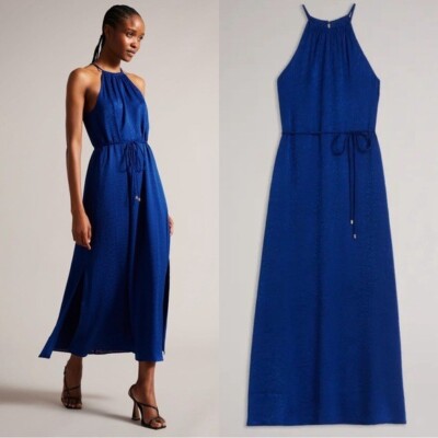 Ted Baker London Farelll Halter Neck Satin Midaxi Dress Size 8 NWT Cobalt Blue | eBay Ted Baker London Farelll Halter Neck Satin Midaxi Dress Size 8 NWT Cobalt Blue | eBay
