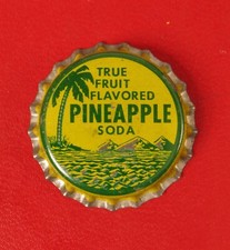 VINTAGE TRUE FRUIT FLAVORED PINEAPPLE SODA BOTTLE CAP UNUSED RARE !!