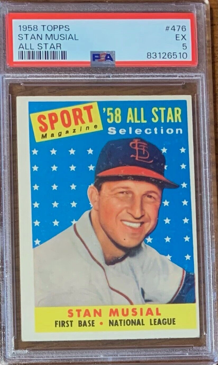 1958 Topps Baseball #476 Stan Musial All Star St. Louis Cardinals PSA 5