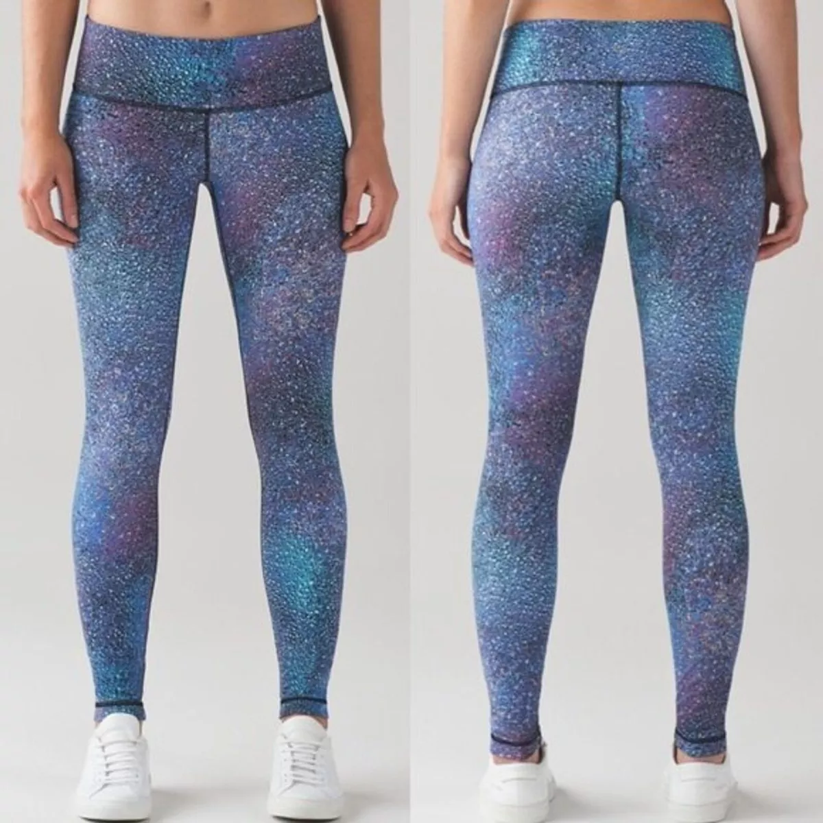LULULEMON Wunder Under Leggings Pants Womens Size 6 Blue Strive Multi 25 Inseam