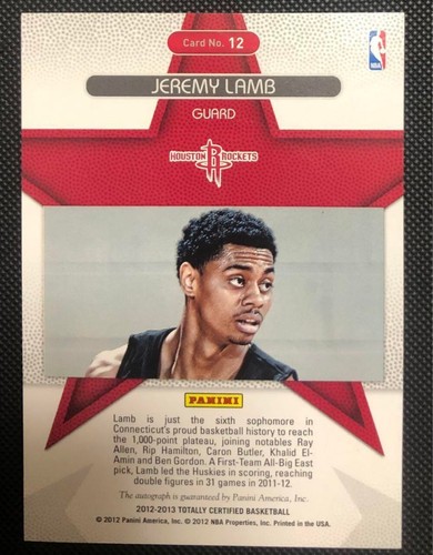2012 Panini Totally Certified Jeremy Lamb Houston Rockets RC Auto /5 #12 - Picture 24 of 24