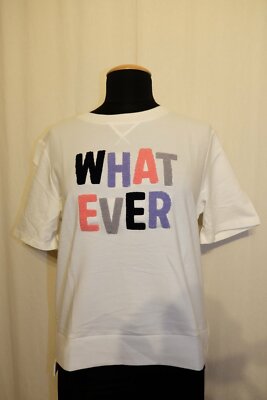 MEY NIGHT2DAY Kurzarm Sweat Shirt Top WHAT EVER 16947 secco weiß 38 NEU