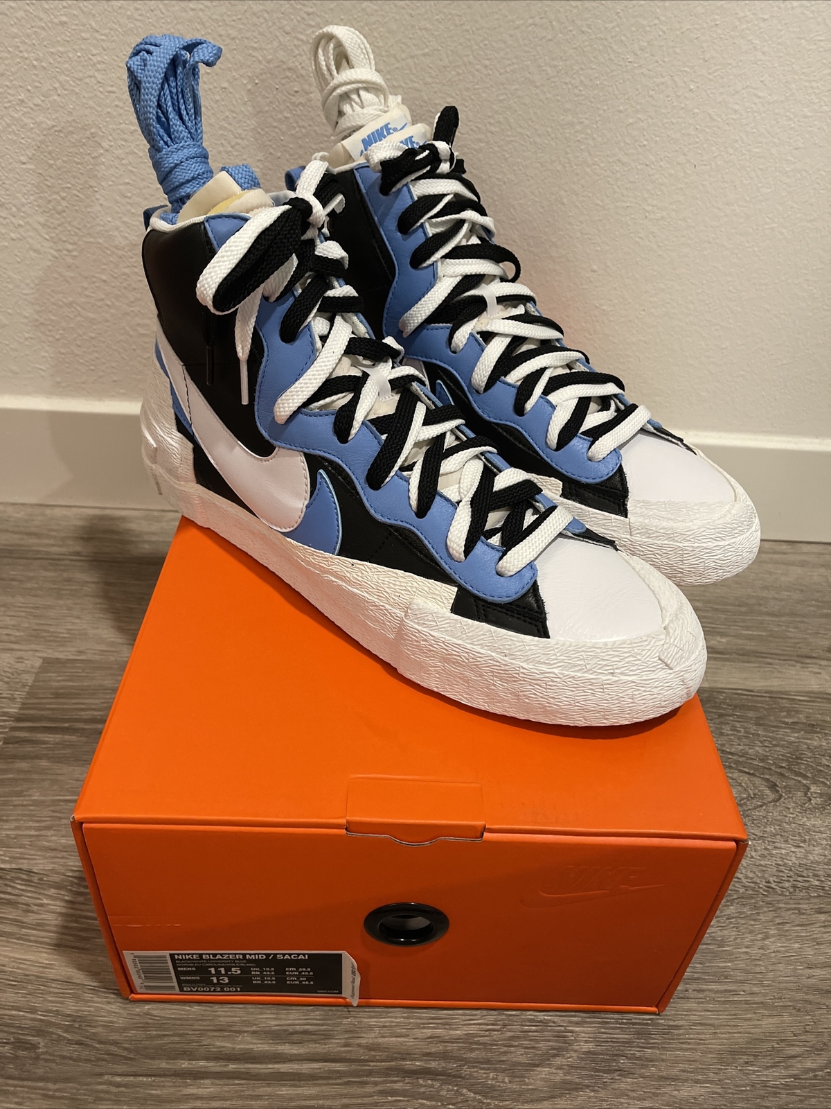 SACAI X NIKE Sacai x blazer medio ""Blu nero"" BV0072 001 taglia 11 5 nuovissimo stock morto